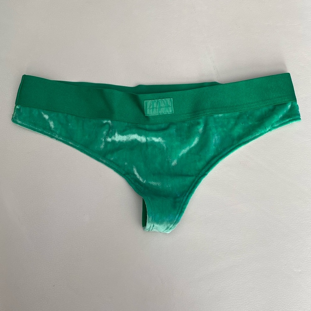 Pink Women's Velvet Green Thong